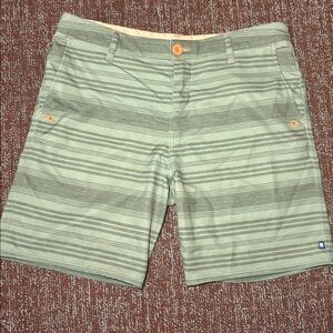Sperry Men’s 34 green stripe swim shorts 18” board shorts orange contrast short